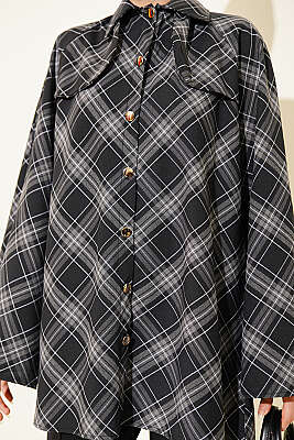 Önü Patlı Ekose Gömlek Siyah - Gömlek