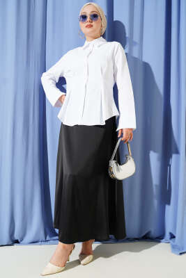 Önü Pens Detaylı Kısa Gömlek Beyaz - Gömlek