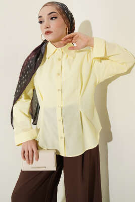 Önü Pens Detaylı Kısa Gömlek Sarı - MISRA