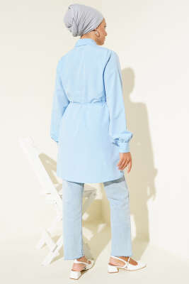 Önü Pensli İp Kuşaklı Tunik Buz Mavisi - 300-500 TL Ürünler