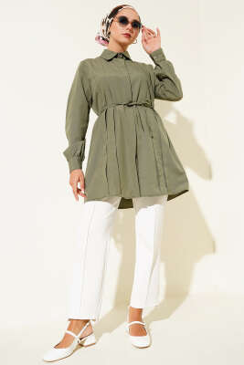 Önü Pensli İp Kuşaklı Tunik Haki - 300-500 TL Ürünler