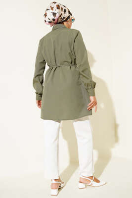 Önü Pensli İp Kuşaklı Tunik Haki - 300-500 TL Ürünler