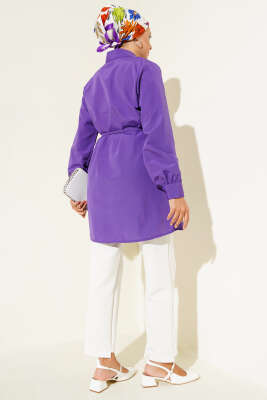 Önü Pensli İp Kuşaklı Tunik Mor - 300-500 TL Ürünler