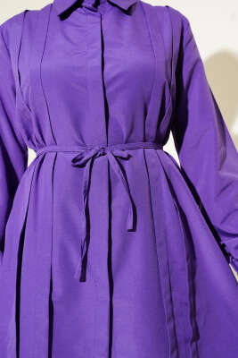 Önü Pensli İp Kuşaklı Tunik Mor - 300-500 TL Ürünler