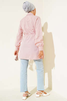 Önü Pensli İp Kuşaklı Tunik Pudra - 300-500 TL Ürünler