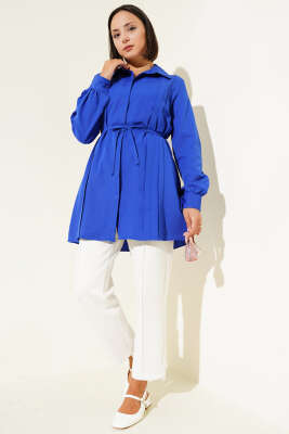 Önü Pensli İp Kuşaklı Tunik Saks - 300-500 TL Ürünler