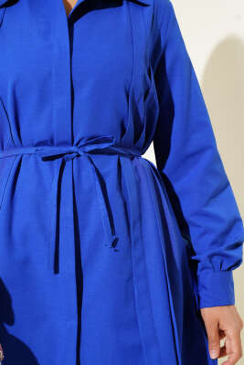 Önü Pensli İp Kuşaklı Tunik Saks - 300-500 TL Ürünler