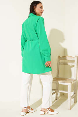 Önü Pensli İp Kuşaklı Tunik Yeşil - 300-500 TL Ürünler