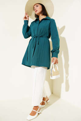Önü Pensli İp Kuşaklı Tunik Zümrüt - 300-500 TL Ürünler