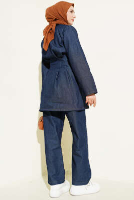 Önü Penslİ Kot İkili Takım Lacivert - İkili Takım