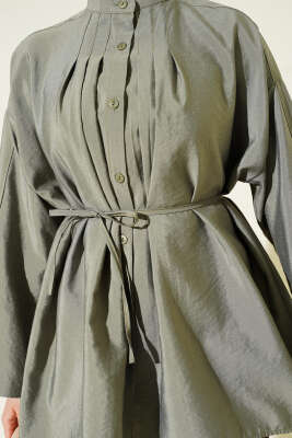 Önü Pensli Paraşüt Gömlek Haki - Gömlek