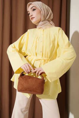 Önü Pensli Paraşüt Gömlek Sarı 