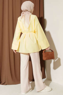 Önü Pensli Paraşüt Gömlek Sarı - Gömlek