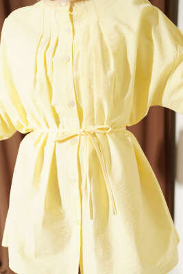 Önü Pensli Paraşüt Gömlek Sarı - Gömlek