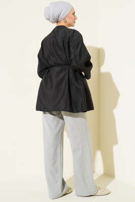 Önü Pensli Paraşüt Gömlek Siyah - Gömlek