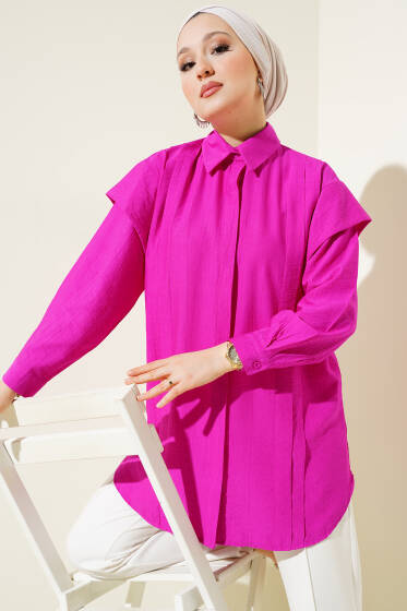 Önü Pile Detaylı Gömlek Menekşe - Gömlek