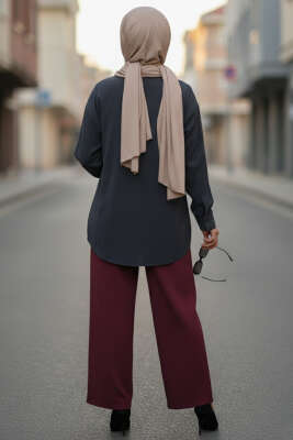 Önü Pile Detaylı Tensel Gömlek Lacivert - Gömlek