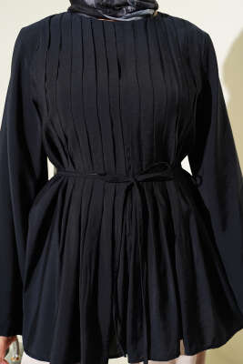 Önü Pileli İp Kuşaklı Tunik Lacivert - 500-700 TL Ürünler