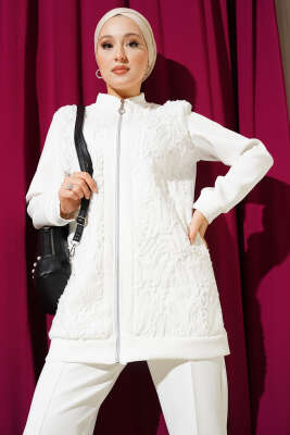 Önü Tüllü Scuba İkili Takım Beyaz - İkili Takım