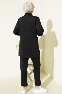 Önü Tüllü Scuba İkili Takım Siyah - İkili Takım