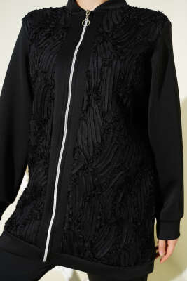 Önü Tüllü Scuba İkili Takım Siyah - İkili Takım