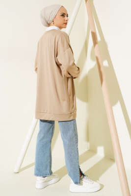 Önü Yazı Nakışlı Tunik Latte - Tunik