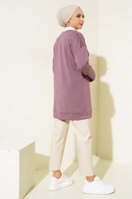 Önü Yazı Nakışlı Tunik Magenta - Tunik