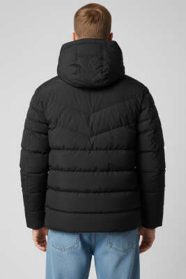 Oregom Kapüşonlu Erkek Mont Siyah - Erkek Mont