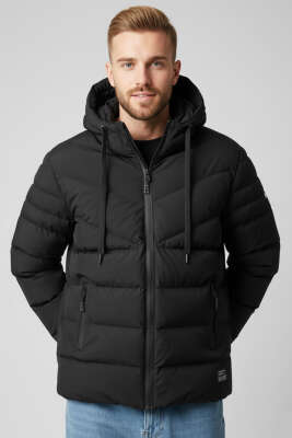 Oregom Kapüşonlu Erkek Mont Siyah - BY MAMİ