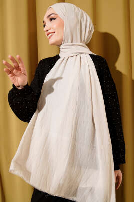 Organik Bambu Kraş Şal Açık Bej -174 - Başörtüsü