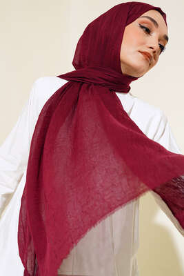 Organik Bambu Kraş Şal Bordo -4