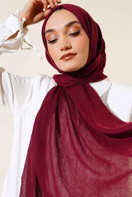 Organik Bambu Kraş Şal Bordo -4 - Başörtüsü