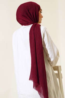Organik Bambu Kraş Şal Bordo -4 - Başörtüsü