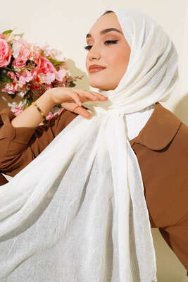 Organik Bambu Kraş Şal Ekru -32 