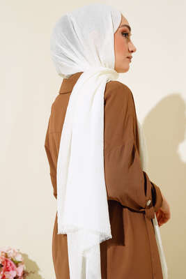 Organik Bambu Kraş Şal Ekru -32 - Düz Şal