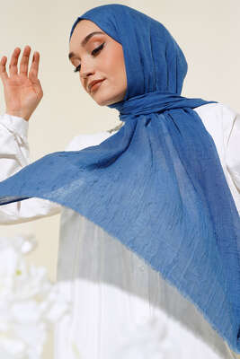 Organik Bambu Kraş Şal İndigo -8 