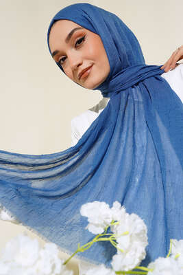 Organik Bambu Kraş Şal İndigo -8 - Düz Şal