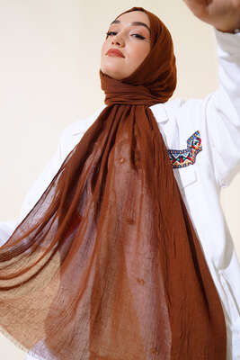 Organik Bambu Kraş Şal Kahve -11 