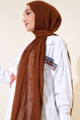 Organik Bambu Kraş Şal Kahve -11 - Düz Şal