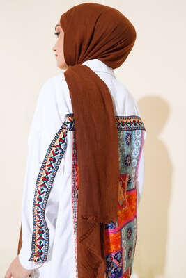 Organik Bambu Kraş Şal Kahve -11 - Düz Şal