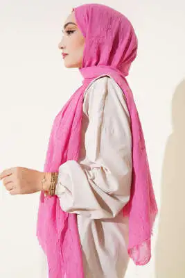 Organik Bambu Kraş Şal Pembe - Başörtüsü