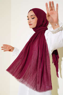Organik Bambu Kraş Şal Vişne -72 - Başörtüsü