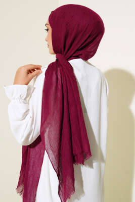 Organik Bambu Kraş Şal Vişne -72 - Başörtüsü