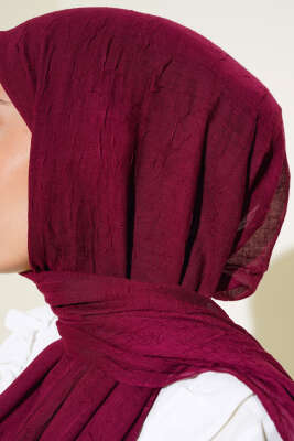 Organik Bambu Kraş Şal Vişne -72 - Başörtüsü