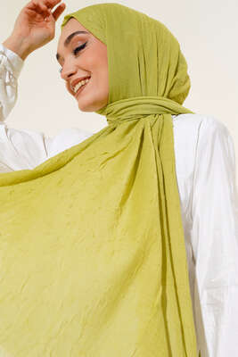 Organik Bambu Kraş Şal Yağ Yeşili -68 - Düz Şal