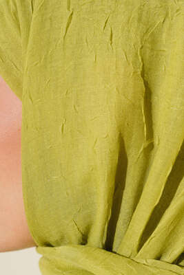 Organik Bambu Kraş Şal Yağ Yeşili -68 - Düz Şal