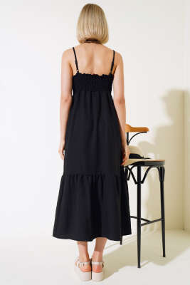 Örgü Askılı Elbise Siyah - Kadın Giyim Modelleri