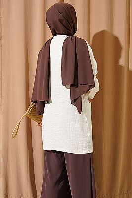 Örgü Biyeli Bağlamalı Keten Kimono Bej - 100-300 TL Ürünler