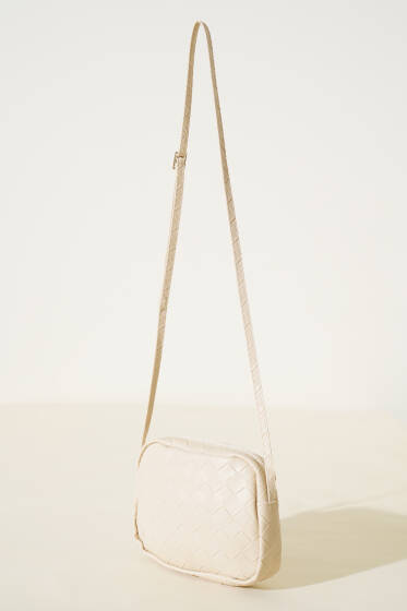 Örgü Desen Kol Çantası Bej - Kol Çantası