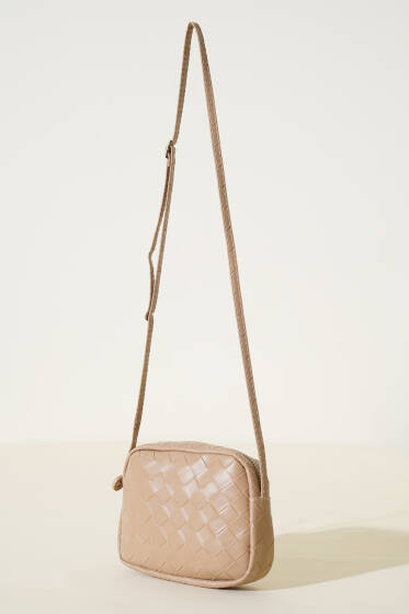 Örgü Desen Kol Çantası Vizon - Kol Çantası